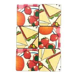 Sandwich & Fruit Pop Art Cork Backed Coasters Set Of 6